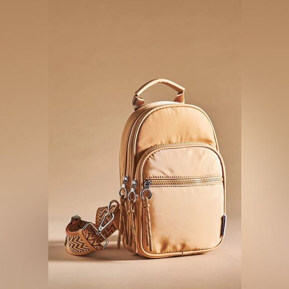 Anthropologie x Urban Originals Convertible Sling Backpack Tan Aztec Boho Chic main image 4